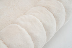 Floral-Shaped Beige Two-Seater Sofa with Ultra-Soft Faux Fur