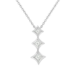 10K White Gold 1/5 Cttw Princess Cut Diamond 3 Stone Drop 18" Pendant Necklace (H-I Color, SI2-I1 Clarity)