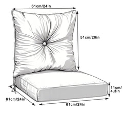 Outdoor Deep Seat Cushions for Patio Furniture, Set of 2