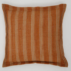 Double-Sided Stripe Throw Pillow – 20 x 20 Inch Orange Jute & Cotton