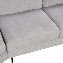 111" Upholstered 3-Seater Sofa with Curved Design and Two Printed Pillows