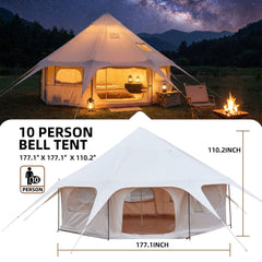 Large 15FT 600D Oxford Bell Tent With Stove Jack For Glamping And Camping (SAK10987)