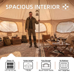 Large 15FT 600D Oxford Bell Tent With Stove Jack For Glamping And Camping (SAK10987)