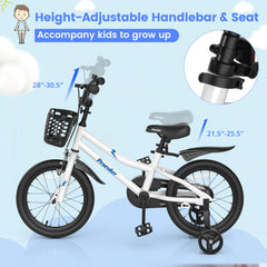16 Inch Kids Bike with Removable Training Wheels-White