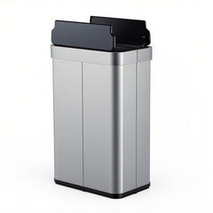 16 Gallon Trash Can with Wing Lids for Bedroom Bathroom Kitchen-Silver