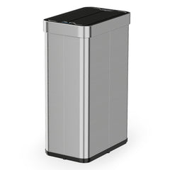 16 Gallon Trash Can with Wing Lids for Bedroom Bathroom Kitchen-Silver