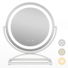 16 Inch Round Makeup Vanity Mirror with 3 Color Dimmable LED Lighting