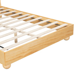 Natural Queen Size Wood Bed Frame With Reeded Headboard