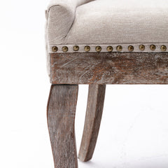 A&A Furniture Ultra Side Dining Chair with Thickened Fabric and Bronze Nail Head, Beige, Set of 2