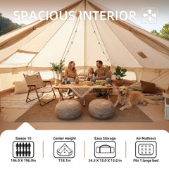 Large 16FT 10-Person All-Season Waterproof Bell Tent With Stove Jack (SAK31584)