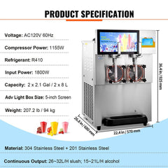 16L Commercial Double Frozen Margarita Ice Slushie Drink Maker Machine, 1155W (SAK95281)