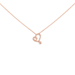 14k Rose Gold Plated Silver 1/10 Cttw Diamond Open Heart Pendant Necklace