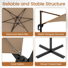 9 FT Cantilever Patio Umbrella with Vented Top and Sun-Protective Canopy