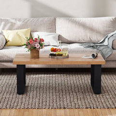47 inch Farmhouse Style Rustic Coffee Table with Thickened Tabletop and Natural Wood Texture-Oak