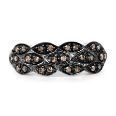 0.31 Carat Genuine Champagne Diamond .925 Sterling Silver Ring