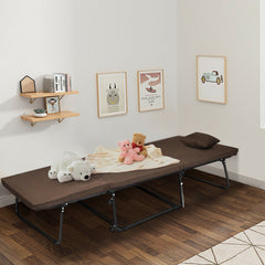 Folding Guest Sleeper Bed w/6 Position Adjustment-Brown