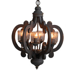 Farmhouse 6-Light Wood Chandelier Pendant Light Fixture