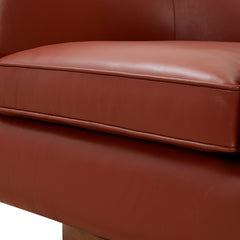 Tessa Caramel Top Grain Leather Swivel Chair with Wood Base