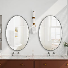 Iron Art Oval Retro Mirror with Antique Effect in Silver