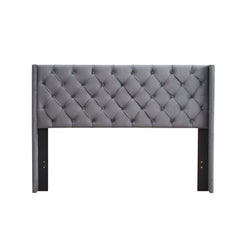 Velvet Button Tufted Upholstered Bed with Wings Design - Queen