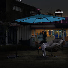 10ft Solar LED Offset Hanging Patio Umbrella (Light Green)