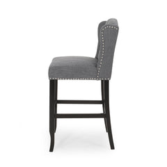 Fabric Tufted Counter Stool with Nailhead Accents - Set of 2
