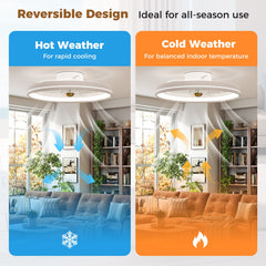 19 Inch Ceiling Fan Low Profile Flush Mount Fan with 3000-6500K Dimmable LED-White