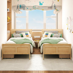 Twin Size Sleigh Bed with 2 Storage Drawers Wood Platform Bed Frame