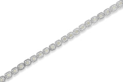 .925 Sterling Silver 1.0 Cttw Diamond Miracle-Set Square Milgrain 7" Link Tennis Bracelet (I-J Color, I3 Clarity)
