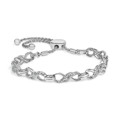 .925 Sterling Silver 1/2 Cttw Diamond Infinity Link Bolo Bracelet