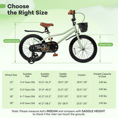 18-Inch Kids Bike Adjustable with Training Wheels for 4-8 Years Old