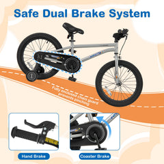 18-Inch Kids Bike Bicycle for Boys Girls 4-8 with High Carbon Steel Frame