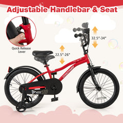 18 Inch Kids Bike Adjustable Bicycle with Reflectors and Bell for 4-8 Years Old