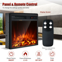 18 Inch 1500W Electric Fireplace Freestanding and Recessed Heater