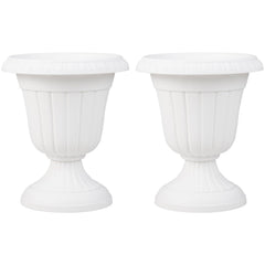 18 inch Tall Vintage Planters Set of 2 with Pedestal Base and Pre-marked Drain Hole