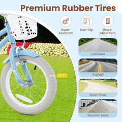18 Inch Kids Bike with Adjustable Handlebar and Seat for 4-8 Year Old