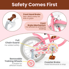 18 Inch Kids Bike with Training Wheels and Basket for Boys Girls 4-8 Years Old-18 inches