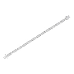 14K White Gold 5.0 Cttw Princess Cut Diamond Invisible Set Alternating Size D Shaped Links Tennis Bracelet (H-I Color, SI2-I1 Clarity) - 7â€