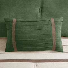 7 Pc Pieced Faux Suede Comforter Set Green King