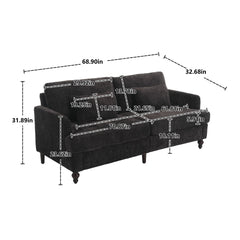 Mid Century Modern Fabric Loveseat Sofa, 2 Seat Upholstered Couch
