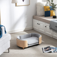Scandinavian Style Elevated Dog Bed Pet Sofa With Solid Wood Legs