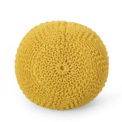 Bordeaux Knitted Cotton Round Pouf Ottoman