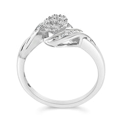 Sterling Silver 1/10 Cttw Diamond Bypass Cluster Ring