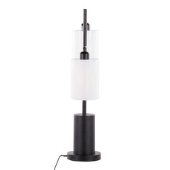 Cannes Contemporary Table Lamp in Black Metal with White Shades