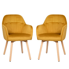 Set of 2 Mid-Back Accent Leisure Armchairs-Yellow