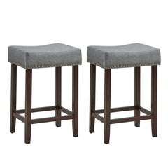 Set of 2 Nailhead Saddle Bar Stools 24 Inch Height