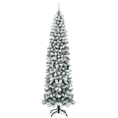 7.5 Feet Unlit Hinged Snow Flocked Artificial Pencil Christmas Tree with 641 Tips