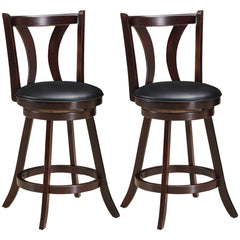 Set of 2 Swivel Bar stool 24 Inch Counter Height Leather Padded Dining Kitchen Chair