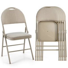 Set of 6 Folding Fabric Upholstered Metal Chairs