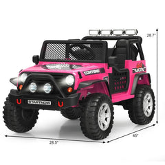 12V Kids Electric Ride On Truck with Remote Control and Operation Lever-Pink